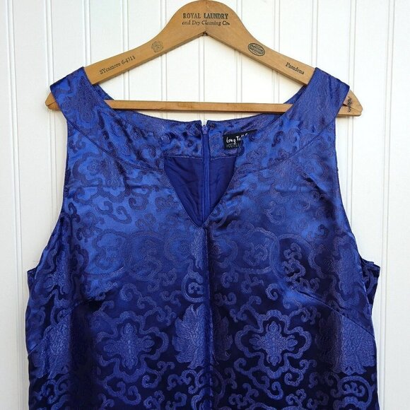 Long Tall Sally Blue Sheath Dress Swing Jacket Size 18 Tall Asian Inspired MOB - Picture 5 of 13